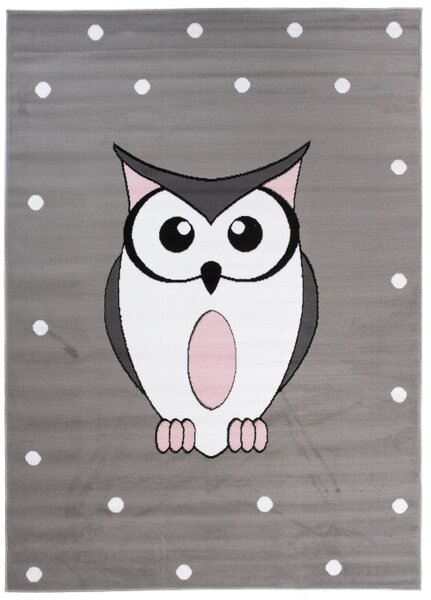 Detský koberec PINKY DF01A Owl sivý