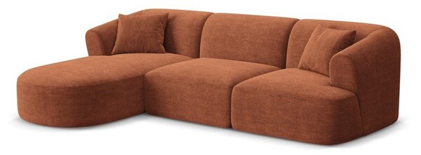 Menčestrová rohová pohovka v terakotovej farbe (ľavý roh/s leňoškou) Campi – Cosmopolitan Design