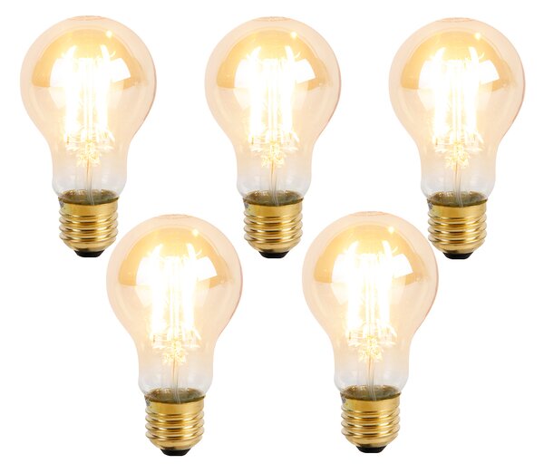 Sada 5 stmievateľných LED žiaroviek E27 s 3-stupňovým stmievaním A60 Goldline 5W 530lm 2200K
