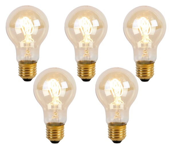 Sada 5 LED žiaroviek E27 so špirálovým vláknom A60 Goldline 2W 150lm 2200K