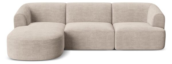 Svetlohnedá menčestrová rohová pohovka (ľavý roh/s leňoškou) Campi – Cosmopolitan Design