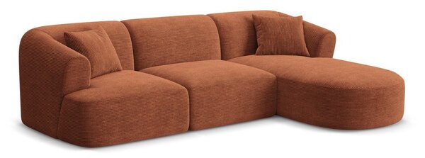 Menčestrová rohová pohovka v terakotovej farbe (pravý roh/s leňoškou) Campi – Cosmopolitan Design
