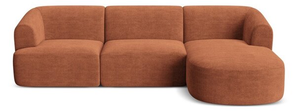 Menčestrová rohová pohovka v terakotovej farbe (pravý roh/s leňoškou) Campi – Cosmopolitan Design