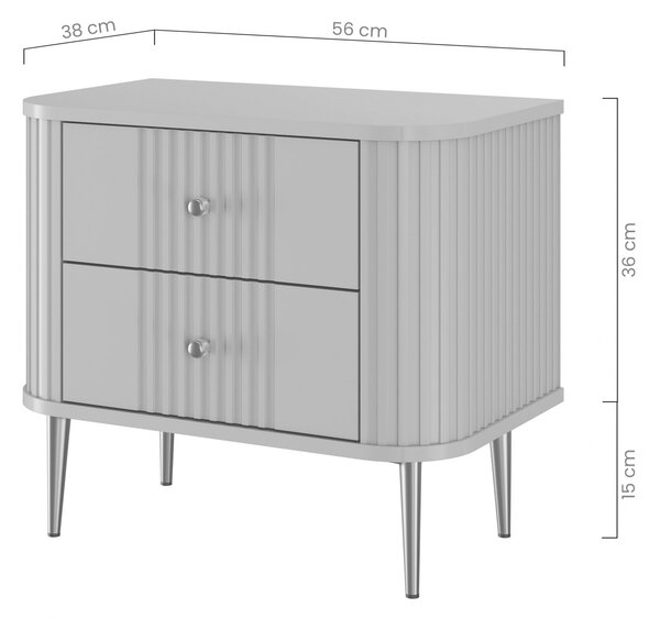 Nočné stolíky Vesper 56 cm - 2 ks - čierna / čierne nožičky