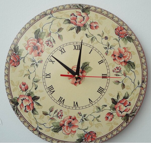 Kvetinové nástenné hodiny s vintage dizajnom I SENTOP HDFK004