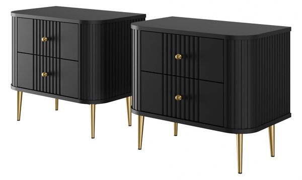 Nočné stolíky Vesper 56 cm - 2 ks - čierna / zlatá