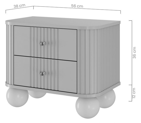 Nočné stolíky Vespera 56 cm - 2 ks - kašmírová / orech / zlatá / kašmírové nohy