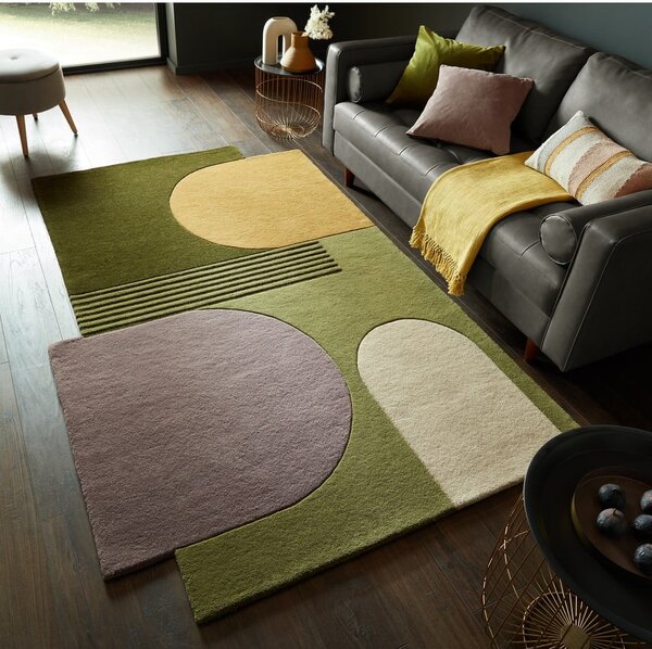 Zelený ručne tkaný vlnený koberec 120x180 cm Lozenge – Flair Rugs