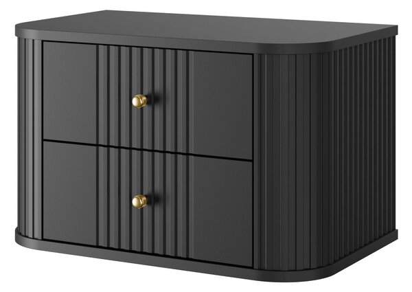 Nočné stolíky na stenu Vesper 56 cm - 2 ks - čierna / zlatá