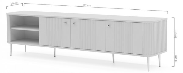 TV stolík Vespera 3D 187 cm - čierna / zlaté nožičky