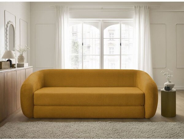 Ženilková rozkladacia pohovka v horčicovej farbe 228 cm Neyo – Bobochic Paris