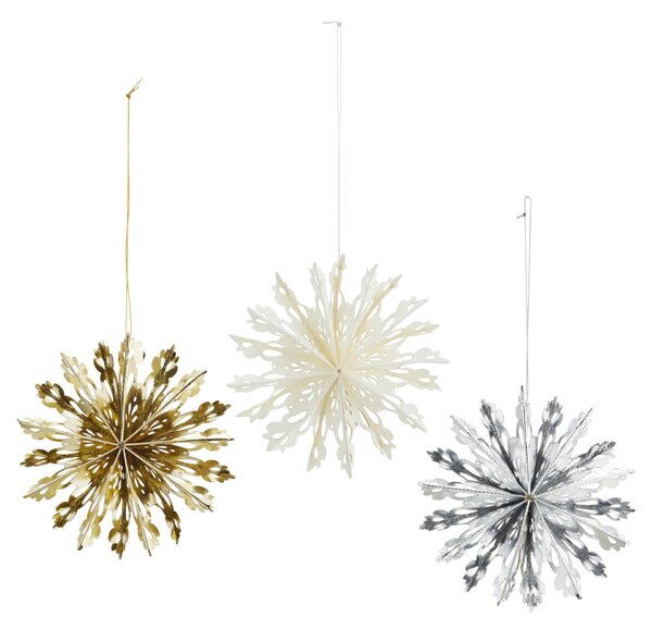 Papierové vianočné ozdoby Snowflakes – set 3 ks