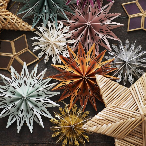 Papierové vianočné ozdoby Snowflakes – set 3 ks