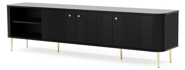TV stolík Vespera 3D 187 cm - čierna / zlaté nožičky