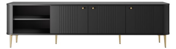 TV stolík Vespera 3D 187 cm - čierna / zlaté nožičky