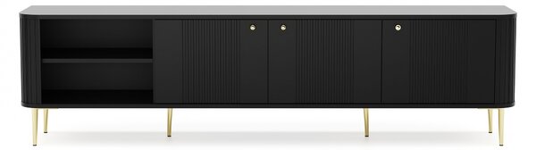 TV stolík Vespera 3D 187 cm - čierna / zlaté nožičky