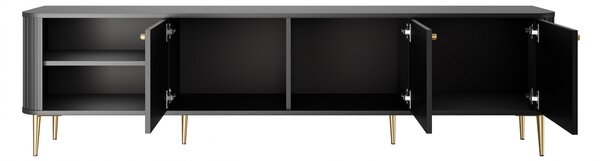 TV stolík Vespera 3D 187 cm - čierna / zlaté nožičky