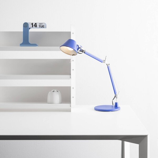 Stolová lampa Artemide Tolomeo Micro, modrá, Modrá, Pracovňa / Kancelária, Hliník, Dizajn, Stolová lampa