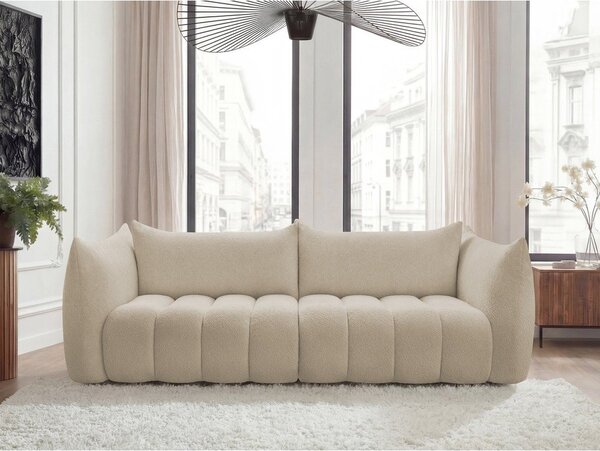 Béžová pohovka z textílie buklé 286 cm Azra – Bobochic Paris
