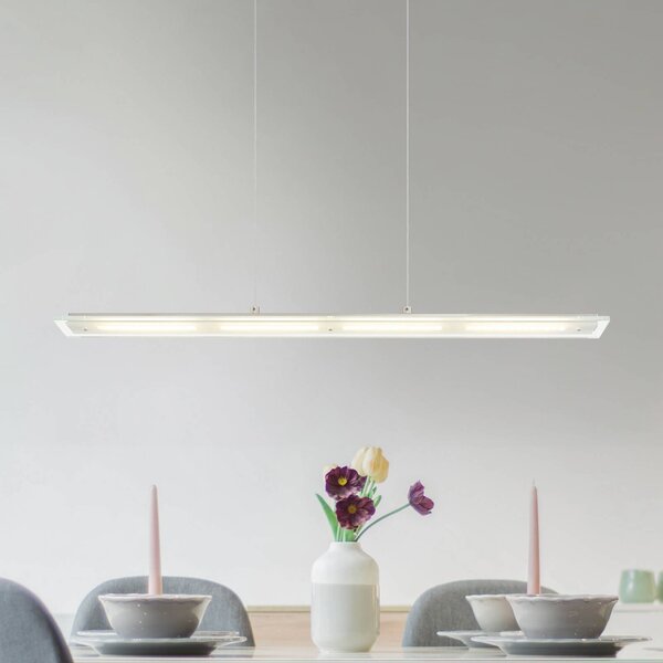LED závesné svietidlo Novak, číre/niklové, 88 cm, stmievateľné, Jasné / priehľadné, Obývacia izba / jedáleň, Sklo, Závesné svietidlo