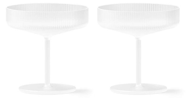 Ferm Living Poháre Ripple Champagne Saucer set 2ks, frosted