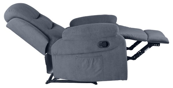 Relaxačné polohovacie TV kreslo FORN — látka, sivá, nosnosť 130 kg