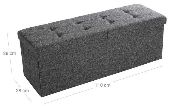 Taburet s odklápacím vekom OTTOMAN 110x38 cm, tmavosivý