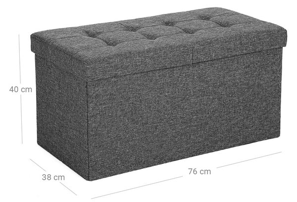 Taburet s odklápacím vekom OTTOMAN 76x38 cm, tmavosivý