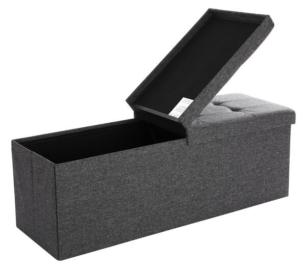 Taburet s odklápacím vekom OTTOMAN 110x38 cm, tmavosivý