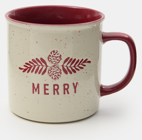 Sinsay - Vianočný hrnček s nápisom „Merry“ - červená