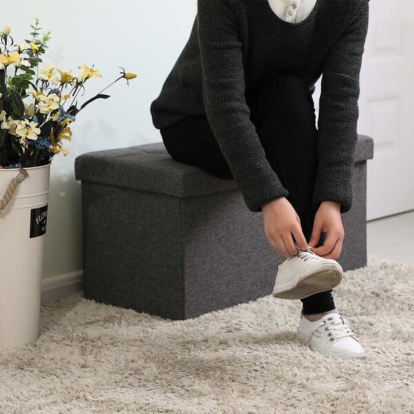 Taburet s odklápacím vekom OTTOMAN 76x38 cm, tmavosivý