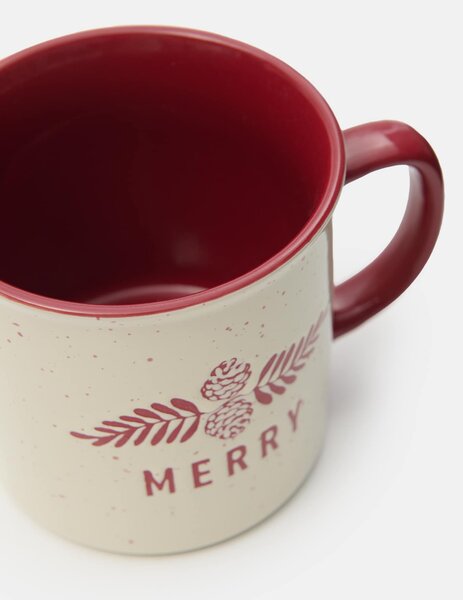 Sinsay - Vianočný hrnček s nápisom „Merry“ - červená