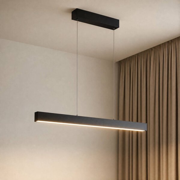 Lucande Smart LED závesné svietidlo Mylosh, čierne, Tuya, Čierna, Obývacia izba / jedáleň, Hliník, Moderný, Závesné svietidlo