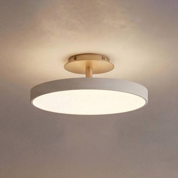 UMAGE stropné LED svetlo Asteria UP PLUS, perleťovo biele, Ø 31 cm, Krémová / jantárovo žltá, Obývacia izba / jedáleň, kov, Dizajn, Stropné svetlo polkruhové s priestorom