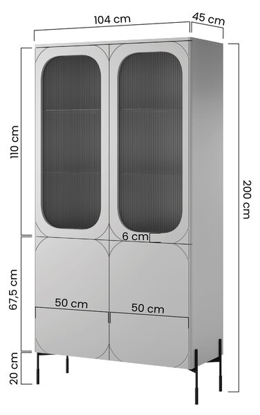 Vitrína Sonatia 100 cm - kašmírová