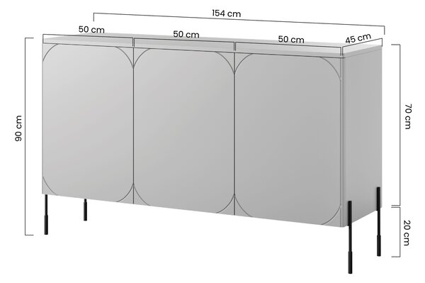 Komoda Sonatia 150 cm - kašmírová / čierna