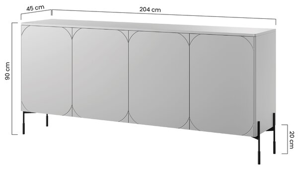 Komoda Sonatia 200 cm - kašmírová / čierna