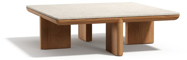 Tribu Nízky stolík Amanu, Tribu, štvorcový 90x90x28 cm, rám teak, doska keramika dekor sabbia