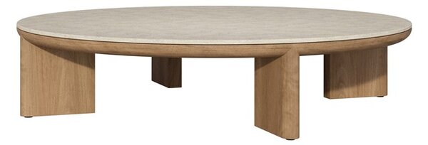 Tribu Nízky stolík Amanu, Tribu, okrúhly 125x42 cm, rám teak, doska keramika dekor sabbia