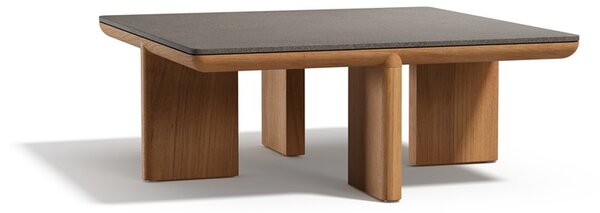Tribu Nízky stolík Amanu, Tribu, štvorcový 90x90x35 cm, rám teak, doska keramika dekor sabbia