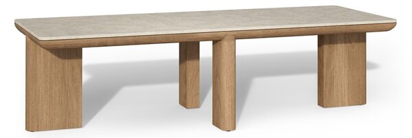 Tribu Nízky stolík Amanu, Tribu, obdĺžnikový 155x58x42 cm, rám teak, doska keramika dekor sabbia