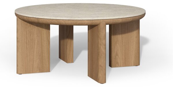 Tribu Nízky stolík Amanu, Tribu, okrúhly 90x35 cm, rám teak, doska keramika dekor sabbia