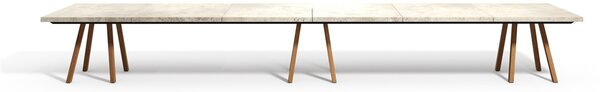 Tribu Teakový jedálenský stôl Vis a Vis, Tribu, obdĺžnikový 500x99x75 cm, rám teak, doska travertine