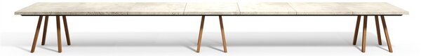 Tribu Teakový jedálenský stôl Vis a Vis, Tribu, obdĺžnikový 700x99x75 cm, rám teak, doska travertine