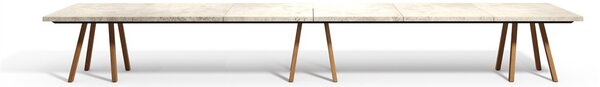 Tribu Tikový jedálenský stôl Vis a Vis, Tribu, obdĺžnikový 400x99x75 cm, rám teak, doska travertine