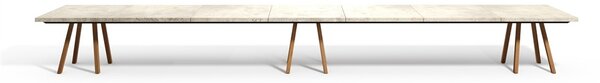 Tribu Teakový jedálenský stôl Vis a Vis, Tribu, obdĺžnikový 600x99x75 cm, rám teak, doska travertine