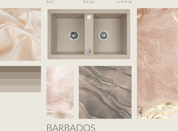 Laveo Barbados, 2-komorový granitový drez 780x480x185 mm, béžová, LAV-SBB_420T