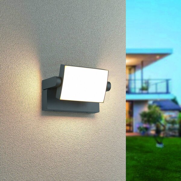 Trio Lighting LED vonkajšie nástenné svietidlo KANSAS, antracitová farba, šírka 20 cm, IP54, Čierna, Hliník, Moderný, Nástenné svietidlo