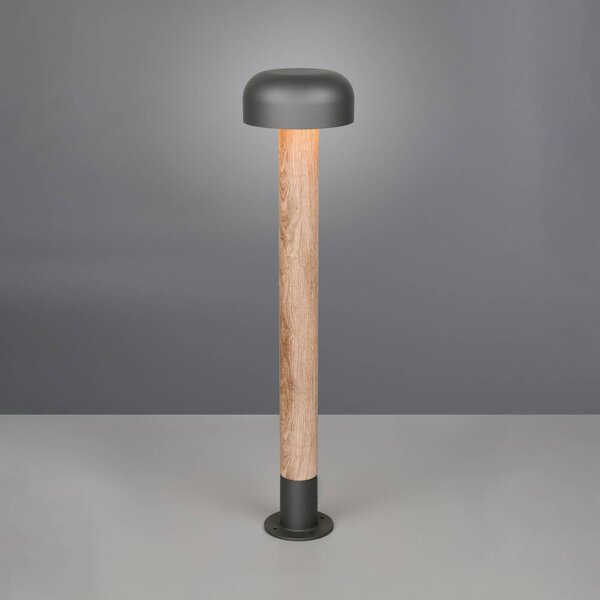 Trio Lighting Chodníkové svetlo FRASER, drevený vzhľad, výška 85 cm, kov, IP54, Svetlé drevo, Hliník, Moderný, Osvetlenie príjazdovej cesty