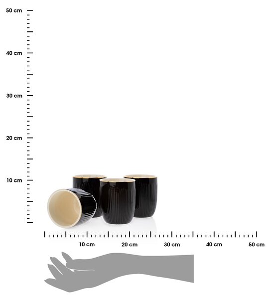 Keramický pohár s lyžičkou Kendi Black 300 ml sada 4ks